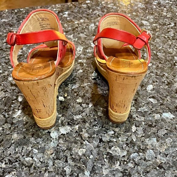Coach Red Mendez Espadrille Wedge Sandals Sz 8.5 - Picture 4 of 8